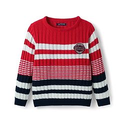Pine Kids Knit Full Sleeves Striped Pullover - Red