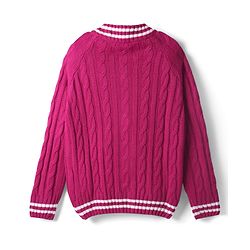 Pine Kids Knit Full Raglan Sleeves Front Open Sweater with Cable Knit Design - Dark Pink
