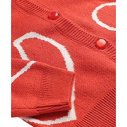 Pine Kids Knit Front Open Sweater with Heart Design - Red
