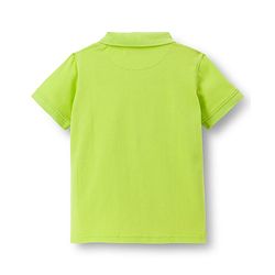 Pine Kids Cotton Knit Half Sleeves Polo T-Shirt with Sport Theme Print - Limegreen
