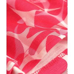 Pine Kids Cotton Knit Flutter Sleeves Top with Floral Design - Dark Pink