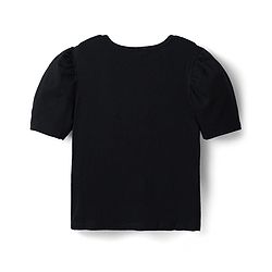 Pine Kids Cotton Knit Half Sleeves Solid Color Top with Pearl Detailing - Black