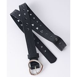 Pine Kids Solid Heart Shape Buckle Belt - Black