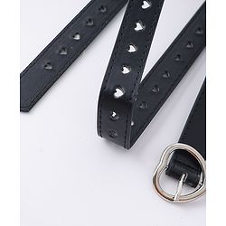 Pine Kids Solid Heart Shape Buckle Belt - Black