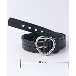 Pine Kids Solid Heart Shape Buckle Belt - Black