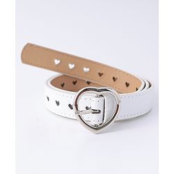 Pine Kids Solid Heart Shape Buckle Belt- White