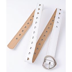 Pine Kids Solid Heart Shape Buckle Belt- White
