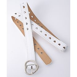Pine Kids Solid Heart Shape Buckle Belt- White