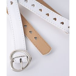 Pine Kids Solid Heart Shape Buckle Belt- White
