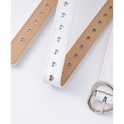 Pine Kids Solid Heart Shape Buckle Belt- White