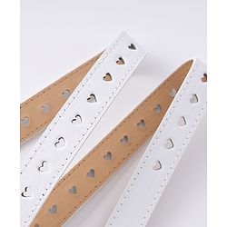 Pine Kids Solid Heart Shape Buckle Belt- White