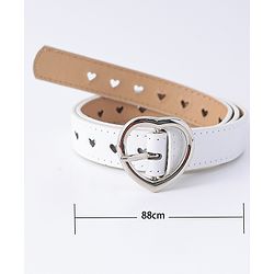 Pine Kids Solid Heart Shape Buckle Belt- White