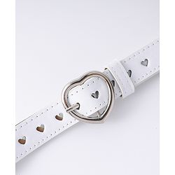 Pine Kids Solid Heart Shape Buckle Belt- White