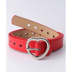 Pine Kids Solid Heart Shape Buckle Belt- Red