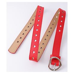 Pine Kids Solid Heart Shape Buckle Belt- Red