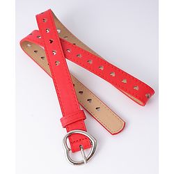 Pine Kids Solid Heart Shape Buckle Belt- Red