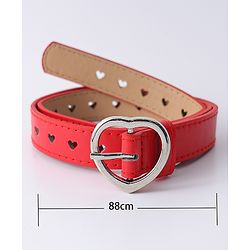 Pine Kids Solid Heart Shape Buckle Belt- Red