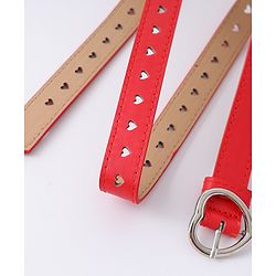 Pine Kids Solid Heart Shape Buckle Belt- Red