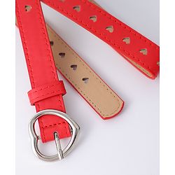 Pine Kids Solid Heart Shape Buckle Belt- Red