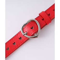 Pine Kids Solid Heart Shape Buckle Belt- Red