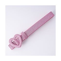 Pine Kids Glitter Print Belt With Heart Buckle Closure - Pink