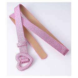 Pine Kids Glitter Print Belt With Heart Buckle Closure - Pink