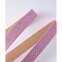 Pine Kids Glitter Print Belt With Heart Buckle Closure - Pink