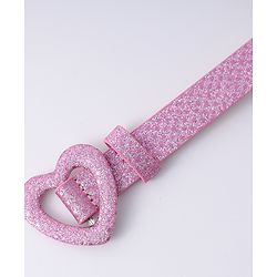 Pine Kids Glitter Print Belt With Heart Buckle Closure - Pink