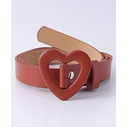 Pine Kids Free Size Belt with Heart Shape Buckle - Brown