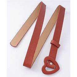 Pine Kids Free Size Belt with Heart Shape Buckle - Brown