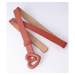 Pine Kids Free Size Belt with Heart Shape Buckle - Brown