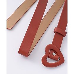 Pine Kids Free Size Belt with Heart Shape Buckle - Brown