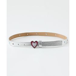 Pine Kids Free Size Belt with Heart Shape Buckle - Silver