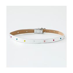 Pine Kids Free Size Belt with Heart Shape Buckle - Silver