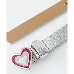 Pine Kids Free Size Belt with Heart Shape Buckle - Silver