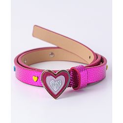 Pine Kids Free Size Belt with Heart Shape Buckle - Fuchsia