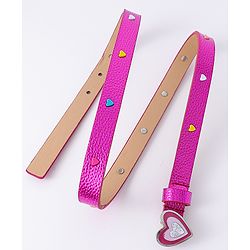 Pine Kids Free Size Belt with Heart Shape Buckle - Fuchsia