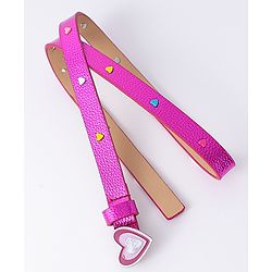 Pine Kids Free Size Belt with Heart Shape Buckle - Fuchsia