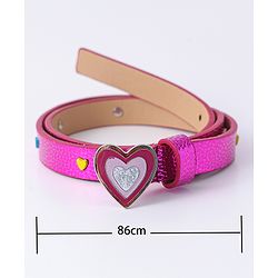 Pine Kids Free Size Belt with Heart Shape Buckle - Fuchsia