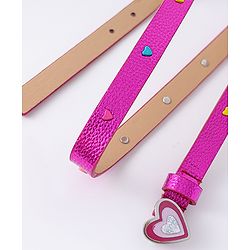 Pine Kids Free Size Belt with Heart Shape Buckle - Fuchsia