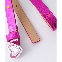 Pine Kids Free Size Belt with Heart Shape Buckle - Fuchsia