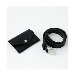 Pine Kids Solid Belt  with attach Wallet - Black