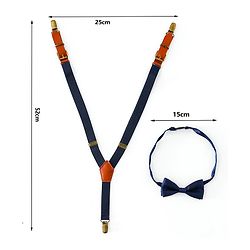 Pine Kids Free Size Bow & Suspender Set - Navy Blue