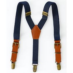 Pine Kids Free Size Bow & Suspender Set - Navy Blue