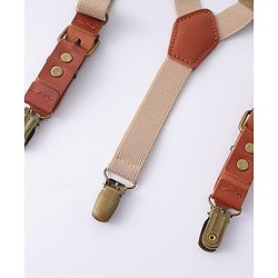 Pine Kids Free Size Bow & Suspender Set - Khaki & Brown