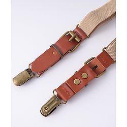 Pine Kids Free Size Bow & Suspender Set - Khaki & Brown