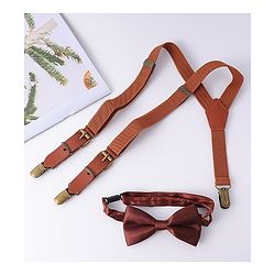 Pine Kids Free Size Bow & Suspender Set - Brown