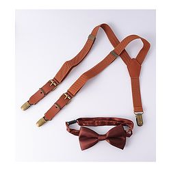 Pine Kids Free Size Bow & Suspender Set - Brown