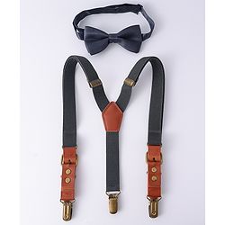 Pine Kids Free Size Bow & Suspender Set - Navy Blue