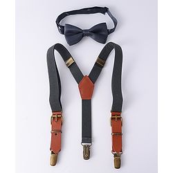 Pine Kids Free Size Bow & Suspender Set - Navy Blue